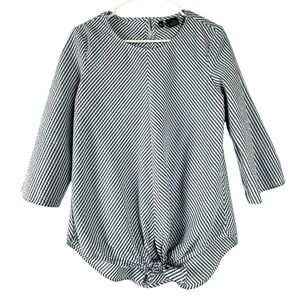 New Directions Womens Striped Textured Tie Front‎ 3/4 Sleeve Top Medium